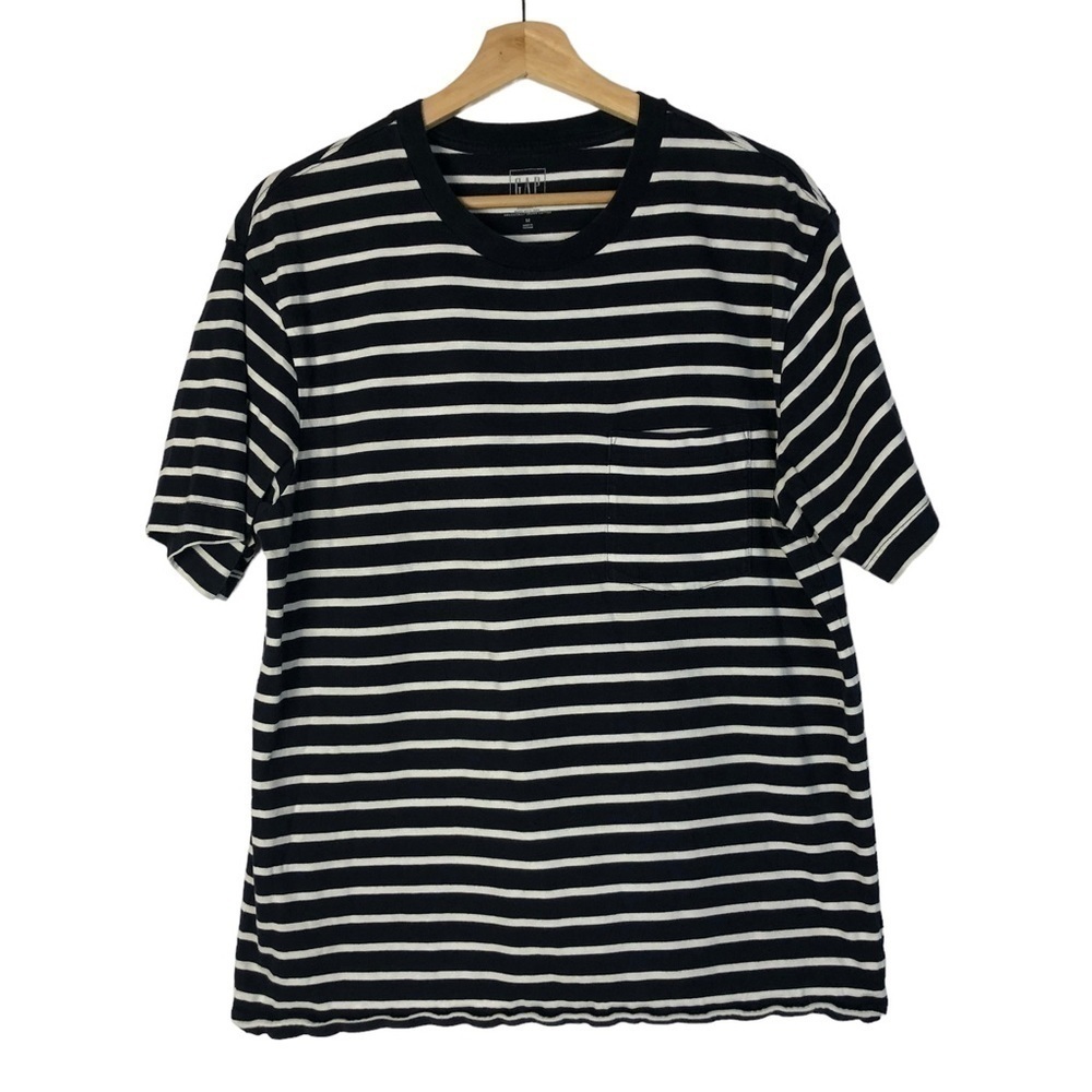 Gap Standard T Navy Blue & White Crewneck Short Sleeve T-Shirt M